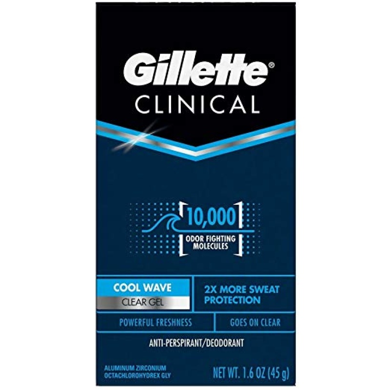 Gillette Clinical Protection Antiperspirant Deodorant for Men  Clear Gel  Cool Wave  1.6oz